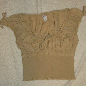 BDG Tan Cotton Gathered Tied Summer Top Adorable! Size M.